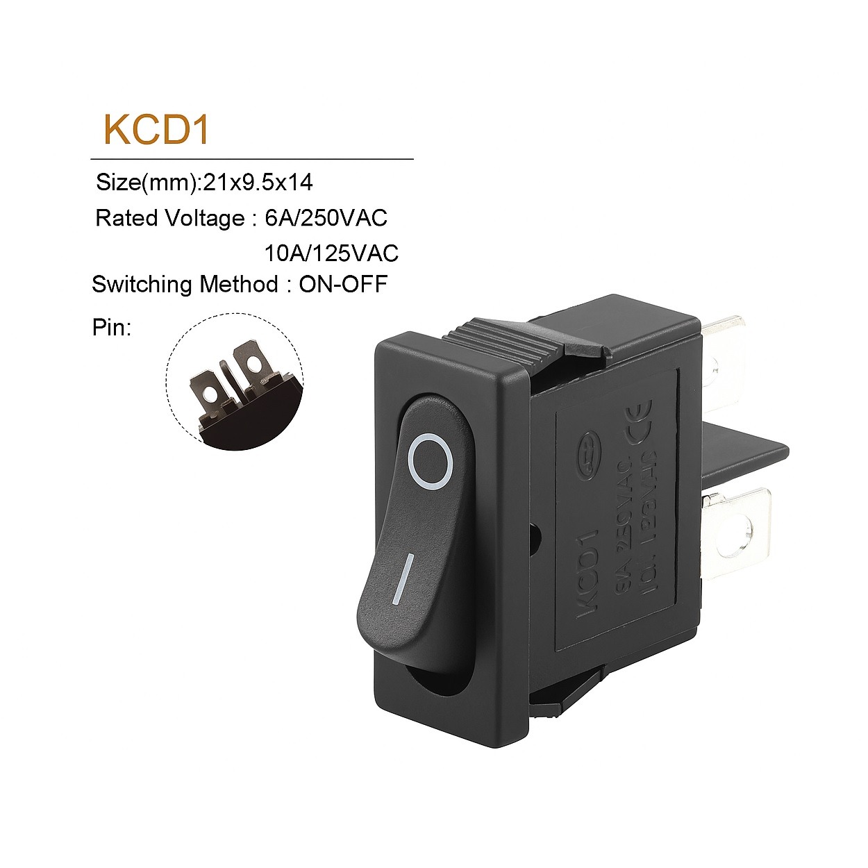 کلید راکر متوسط باریک دو حالته 2 پایه KCD1-110