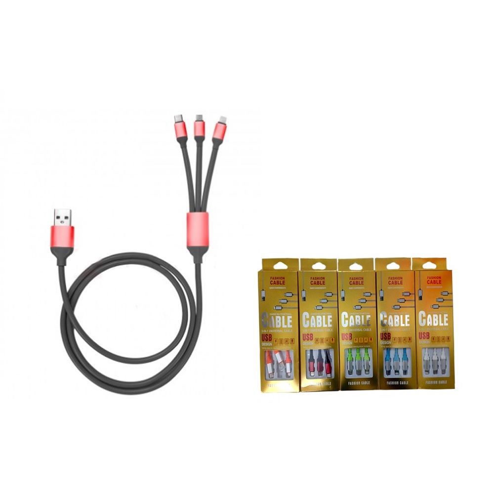 کابل شارژ 3 کاره FASHION CABLE کابل شارژ 3 کاره FASHION CABLE