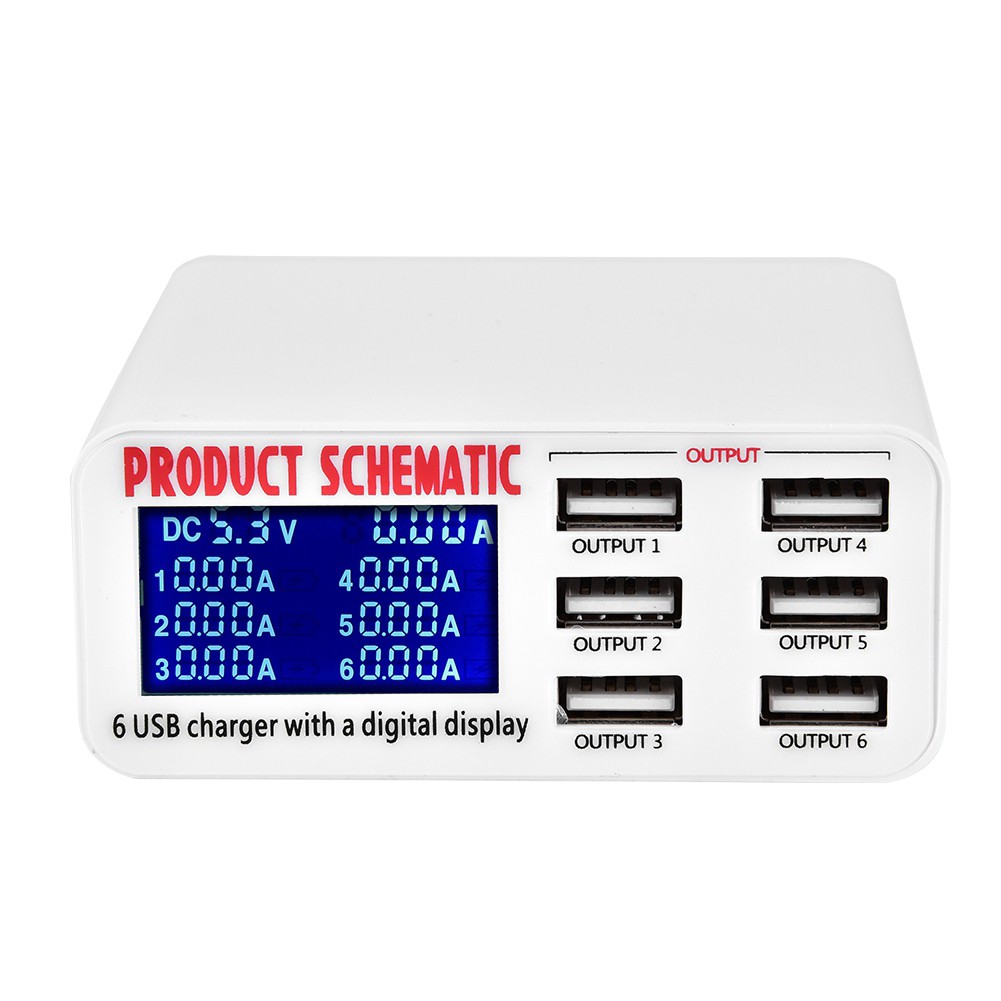 مولتی شارژر 6 پورت دیجیتال PRODUCT SCHEMATIC مولتی شارژر 6 پورت دیجیتال PRODUCT SCHEMATIC