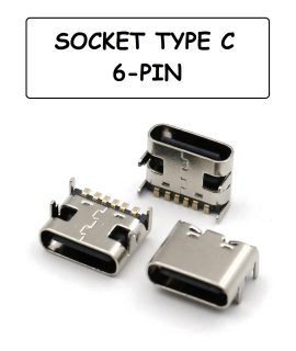 کانکتور USB مادگی Type C شش پین SMD