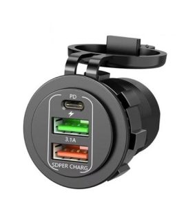 شارژر USB روپنلی ماشین 3 خروجی (2 فست + تایپ c)