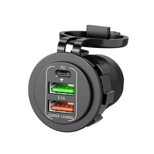 شارژر USB روپنلی ماشین 3 خروجی (2 فست + تایپ c) شارژر USB روپنلی ماشین 3 خروجی (2 فست + تایپ c)