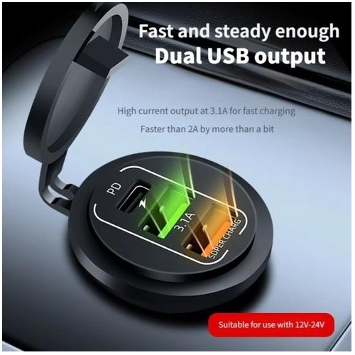 شارژر USB روپنلی ماشین 3 خروجی (2 فست + تایپ c) شارژر USB روپنلی ماشین 3 خروجی (2 فست + تایپ c)