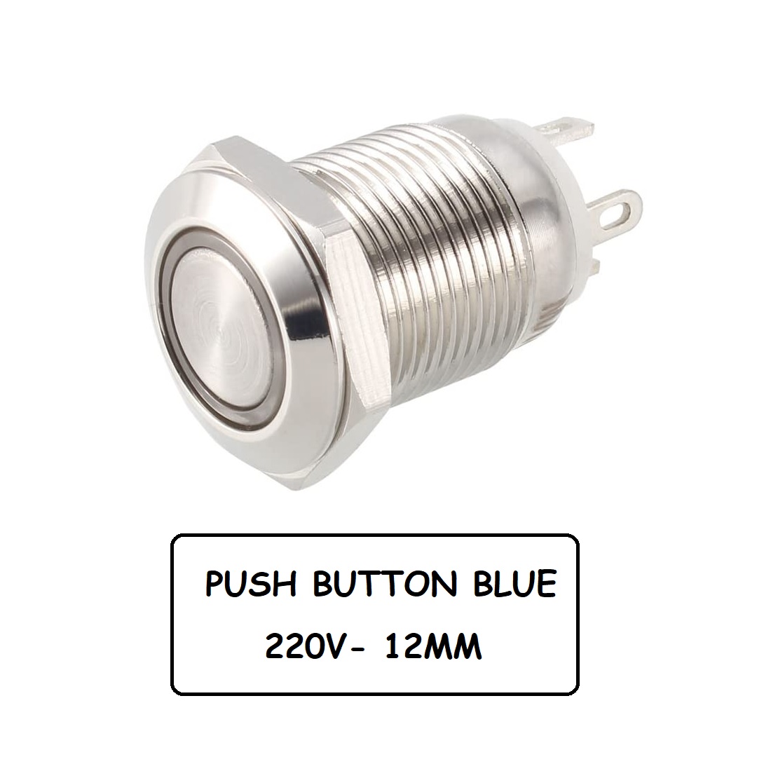 کلید فشاری LED دار استیل (PUSH) قطر 220V - 12mm کلید فشاری LED دار استیل (PUSH) قطر 220V - 12mm
