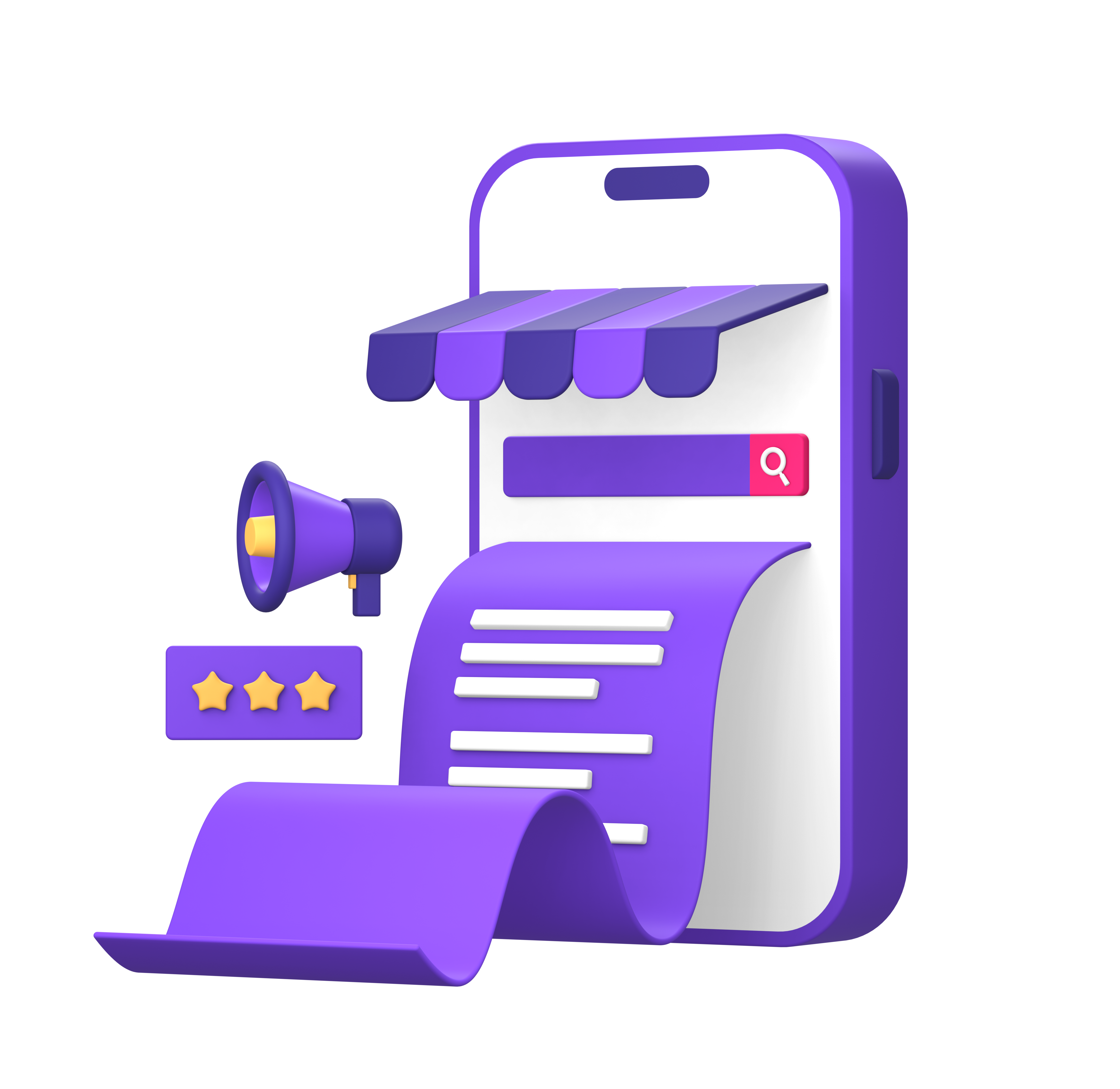 vecteezy 3d purple illustration icon of smartphone for online 33126722