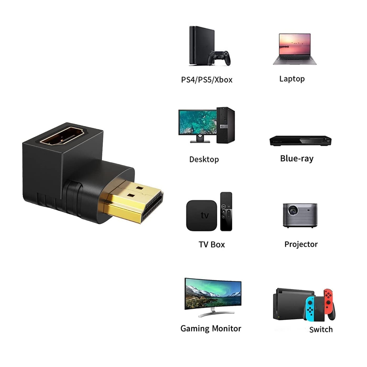 تبدیل نری به مادگی HDMI چپقی 90 درجه تبدیل نری به مادگی HDMI چپقی 90 درجه