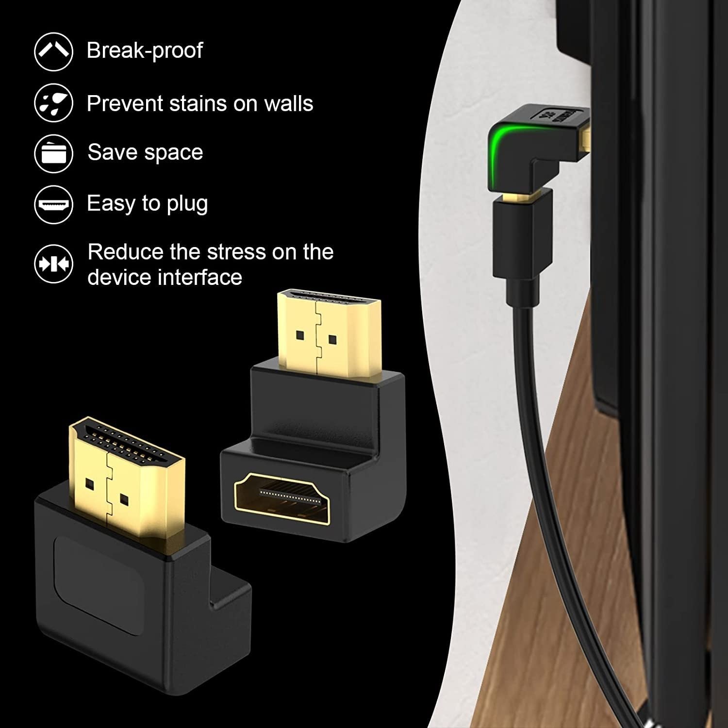 تبدیل نری به مادگی HDMI چپقی 90 درجه تبدیل نری به مادگی HDMI چپقی 90 درجه