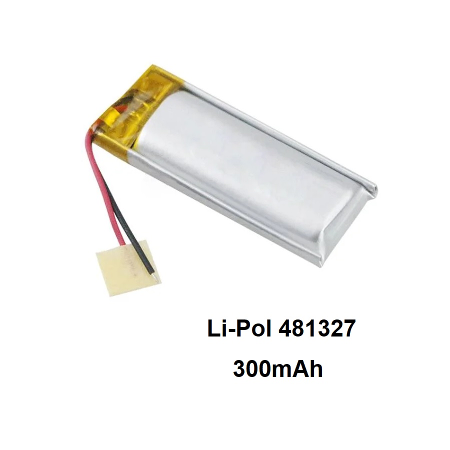 باتری لیتیوم پلیمر ظرفیت 300mAh سایز 481327 1 باتری لیتیوم پلیمر ظرفیت 300mAh سایز 481327