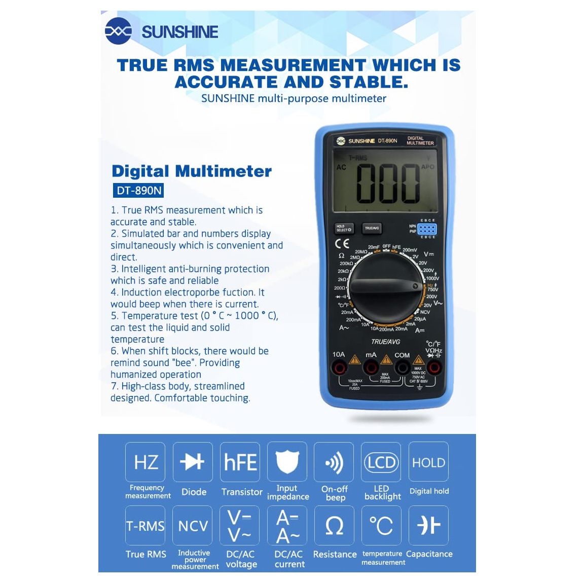 مولتی متر دیجیتال سانشاین Sunshine DT-890N مولتی متر دیجیتال سانشاین Sunshine DT-890N