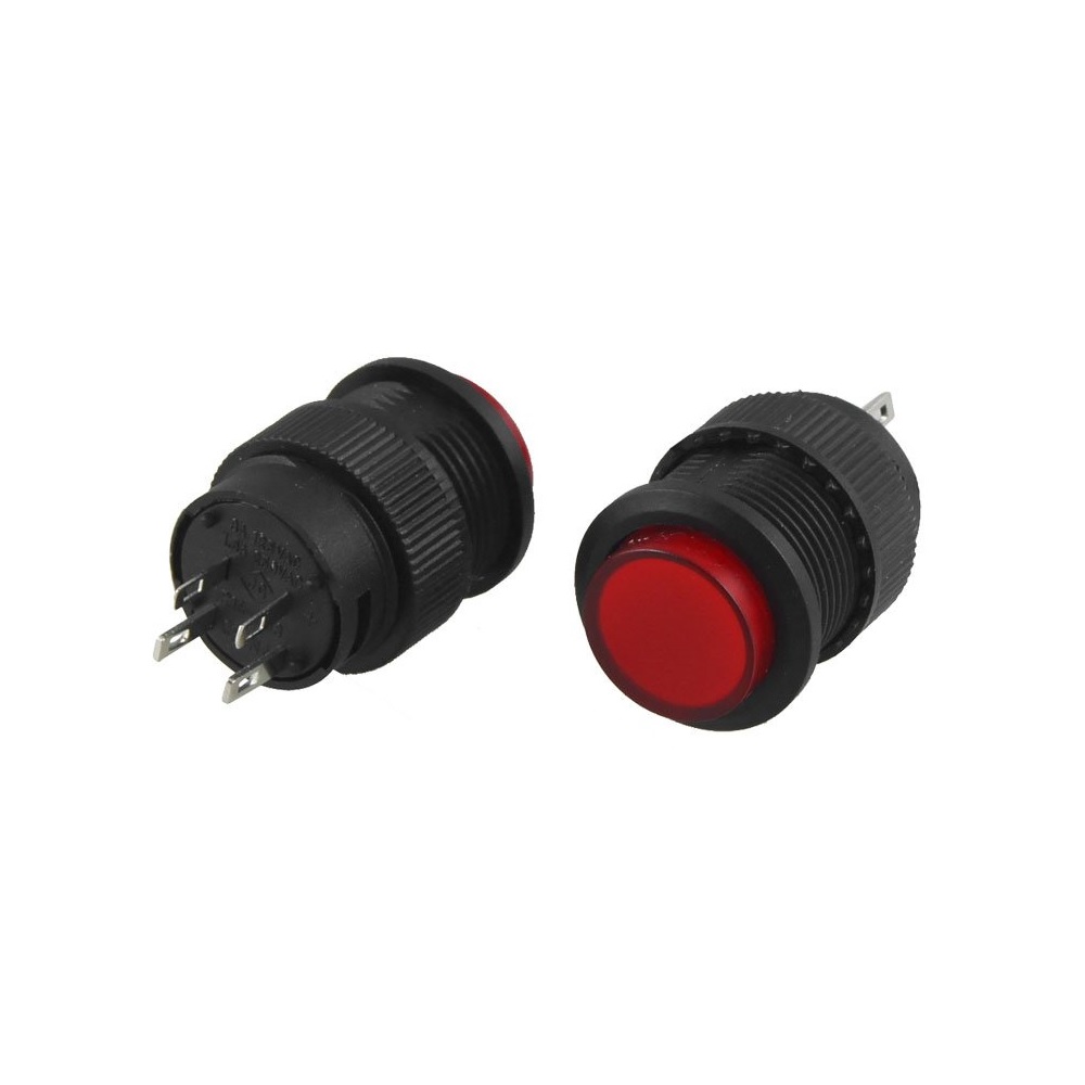 کلید فشاری چراغ دار قرمز قطر 250V - 16mm کلید فشاری چراغ دار قرمز قطر 250V - 16mm