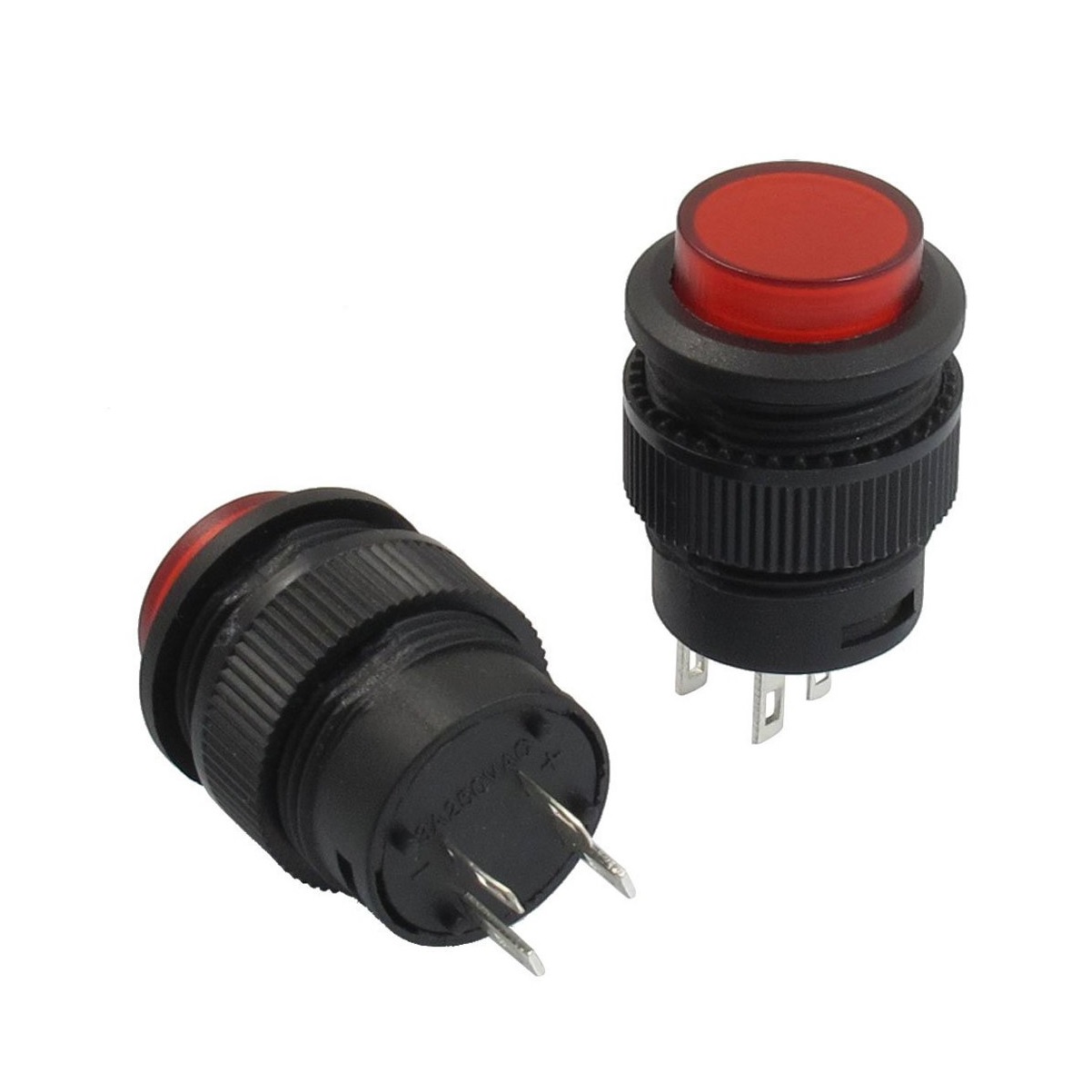 کلید شستی چراغ دار قرمز قطر 250V - 16mm کلید شستی چراغ دار قرمز قطر 250V - 16mm