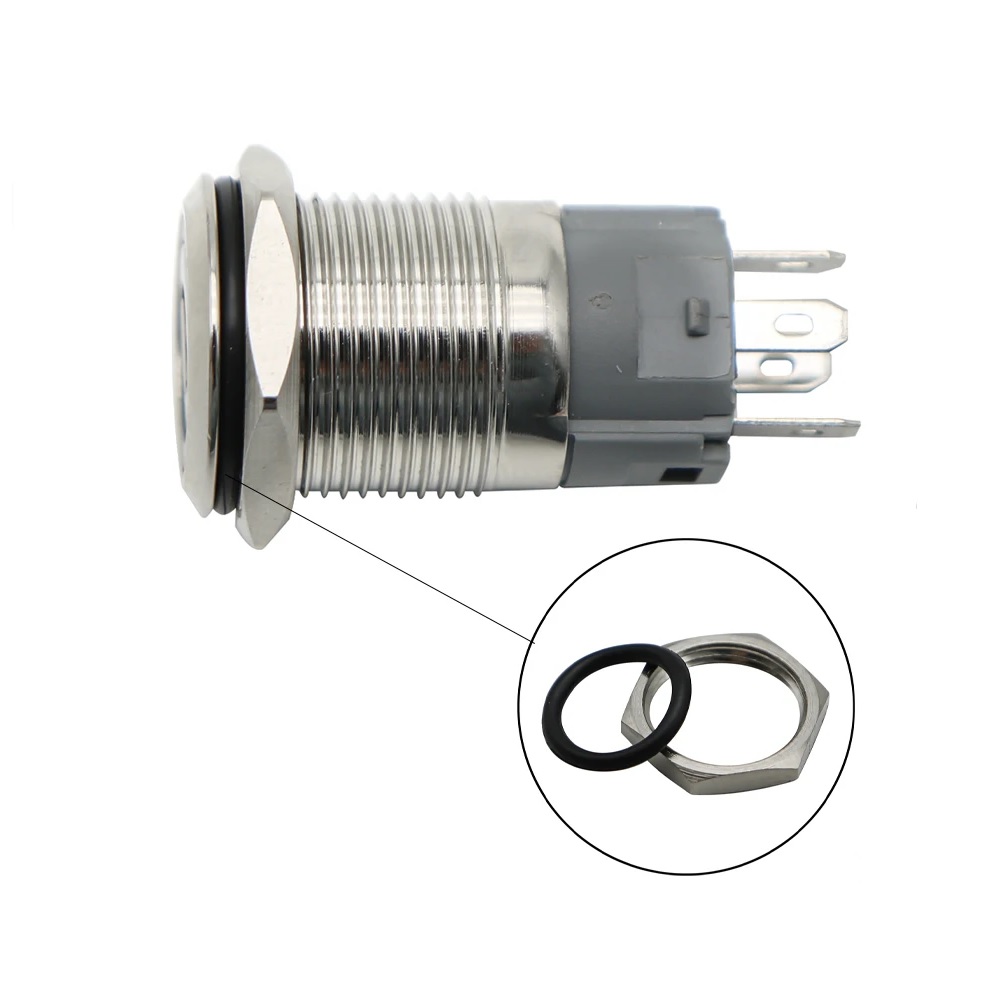 کلید فشاری فلزی آبی LED قطر 12V/24V - 16mm کلید فشاری فلزی آبی LED قطر 12V/24V - 16mm