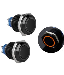 کلید فشاری فلزی قرمز LED دار قطر 12V/24V - 16mm