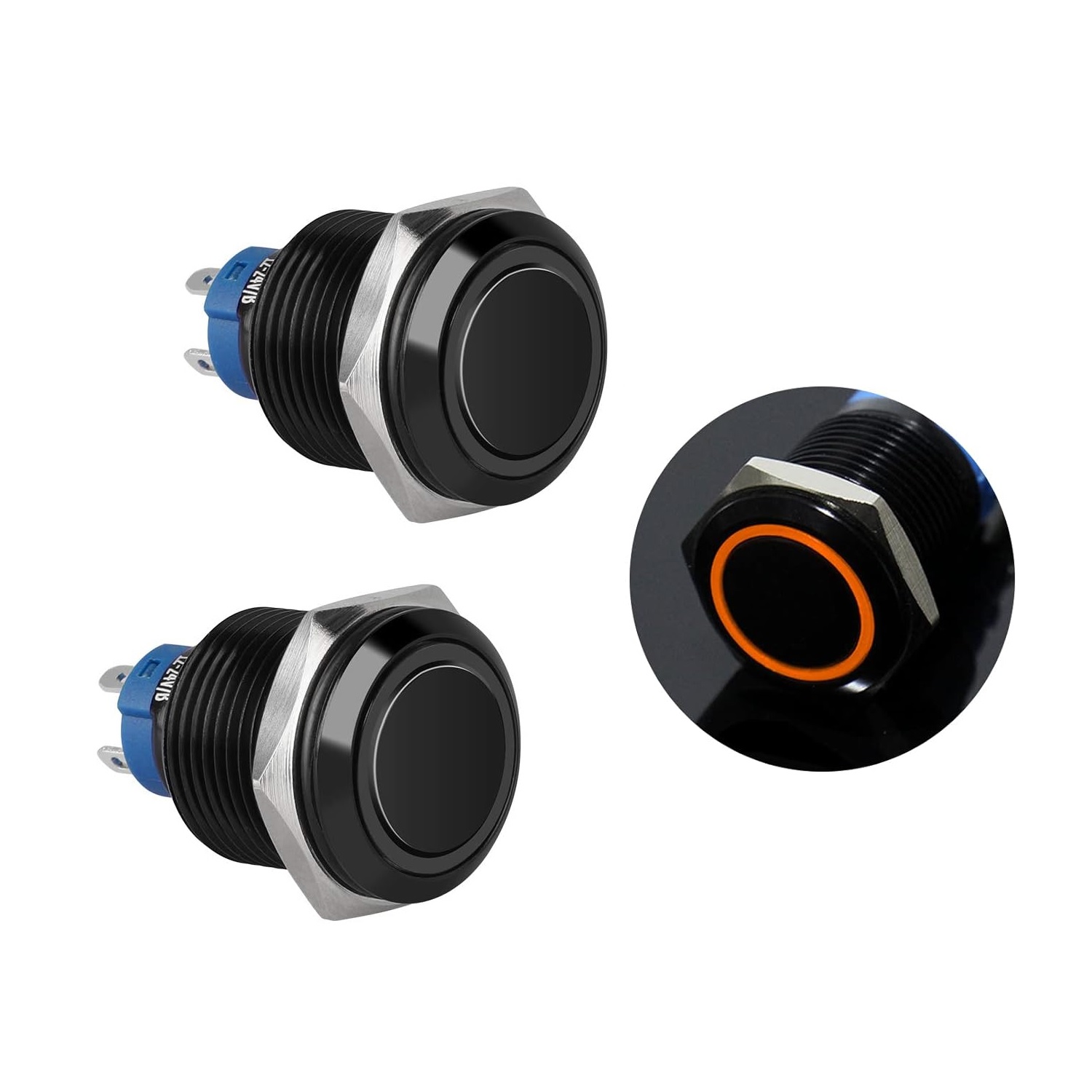 کلید فشاری فلزی قرمز LED دار قطر 12V/24V - 16mm کلید فشاری فلزی قرمز LED دار قطر 12V/24V - 16mm