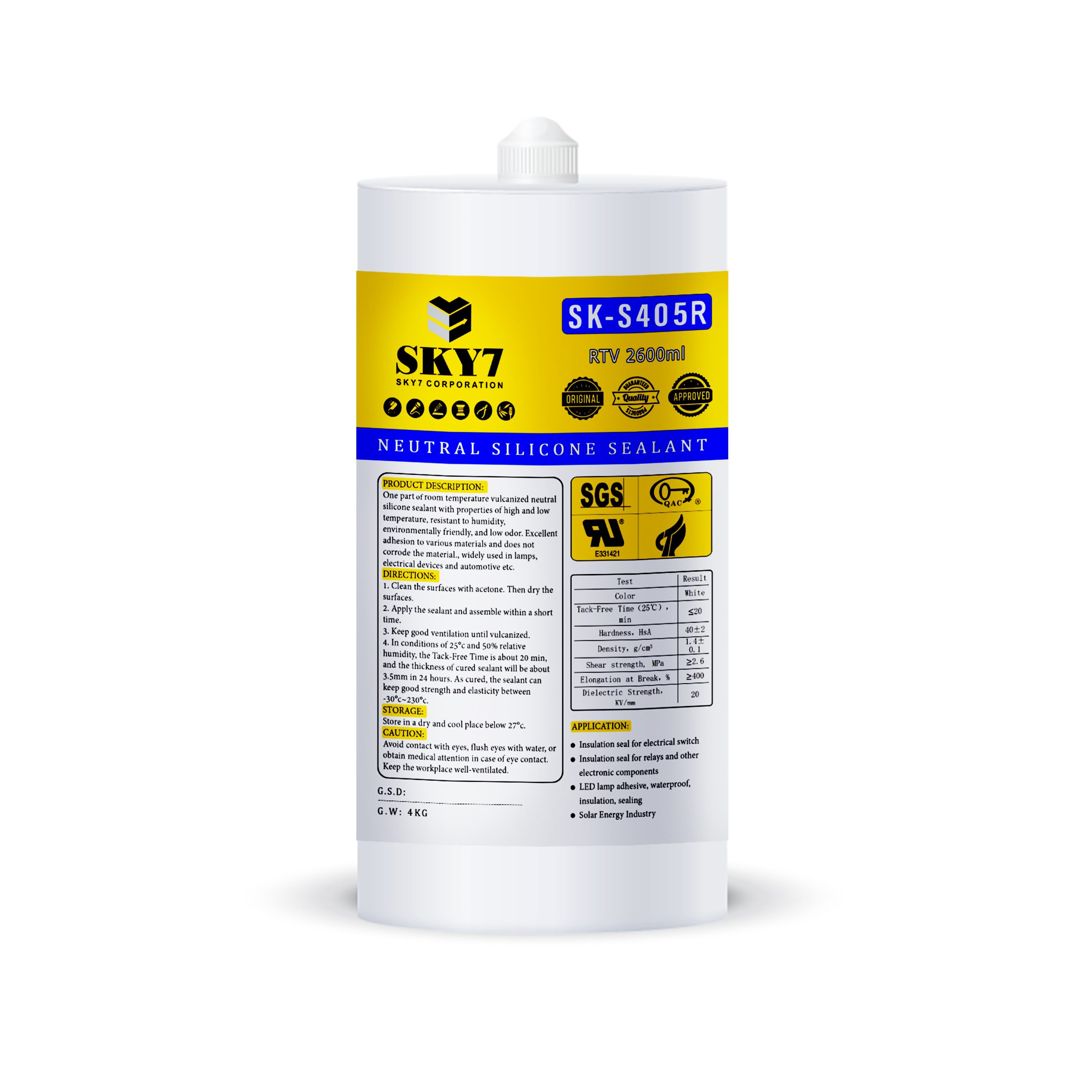 چسب سیلیکون 4 کیلویی اسکای سون SKY7 - 2600ml - رقیق چسب سیلیکون 4 کیلویی اسکای سون SKY7 - 2600ml - رقیق