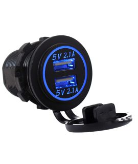 شارژر فندکی ماشین 2 خروجی 2.1A با نوار LED آبی