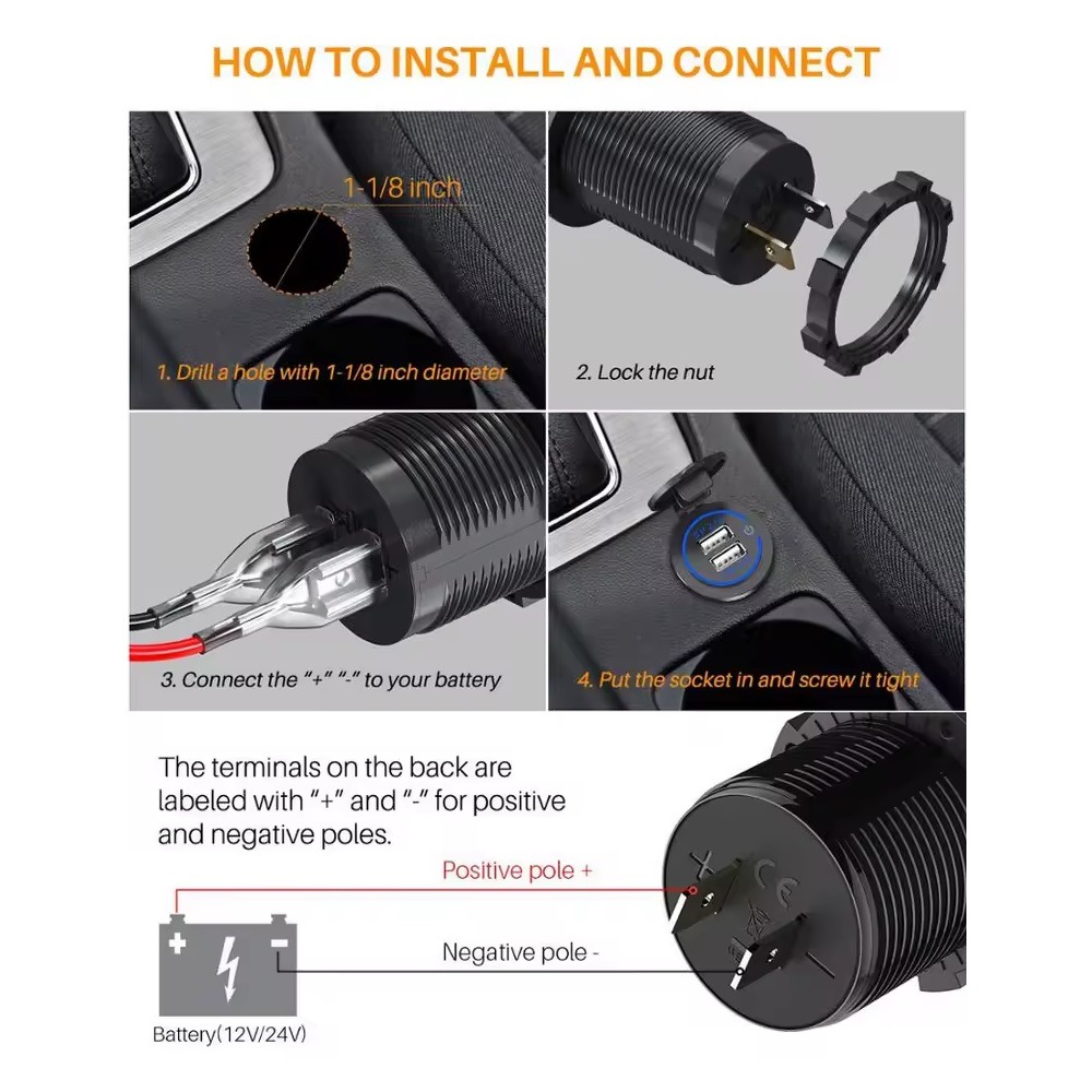 شارژر فندکی ماشین 2 خروجی 2.1A با نوار LED آبی شارژر فندکی ماشین 2 خروجی 2.1A با نوار LED آبی