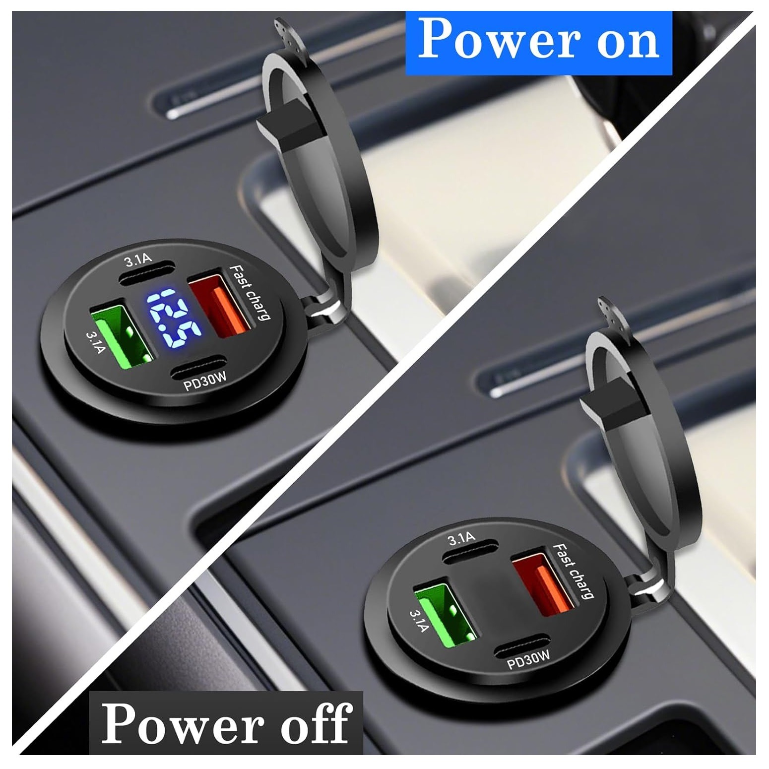 شارژر USB روپنلی ماشین 4 خروجی فست شارژ حرفه ای شارژر USB روپنلی ماشین 4 خروجی فست شارژ حرفه ای