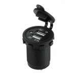 شارژر فندکی USB روپنلی خودرو 2 خروجی 5V چراغ دار