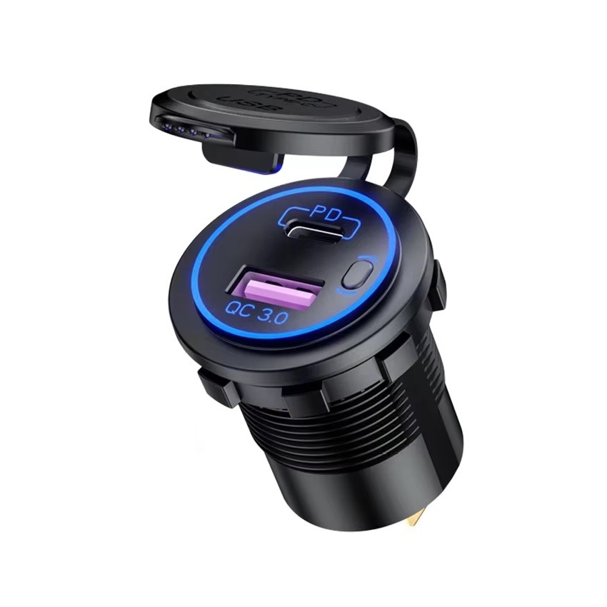 شارژر USB روپنلی خودرو لمسی 2 خروجی (فست + تایپ c) شارژر USB روپنلی خودرو لمسی 2 خروجی (فست + تایپ c)