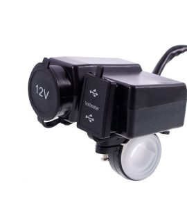 شارژر USB موتورسیکلت با نمایشگر ولتاژ و فندکی