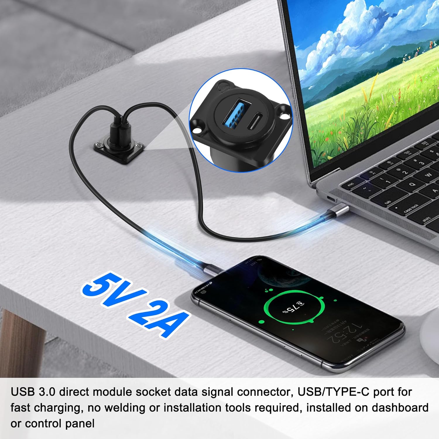 پنل روکار فلزی مادگی برل دو پورت USB 3.0 و TYPE-C پنل روکار فلزی مادگی برل دو پورت USB 3.0 و TYPE-C