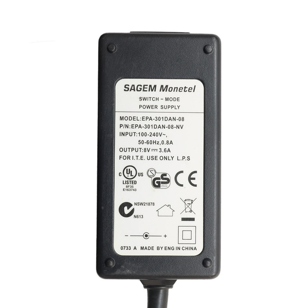 آداپتور 8 ولت 3.6 آمپر رومیزی SAGEM آداپتور 8 ولت 3.6 آمپر رومیزی SAGEM