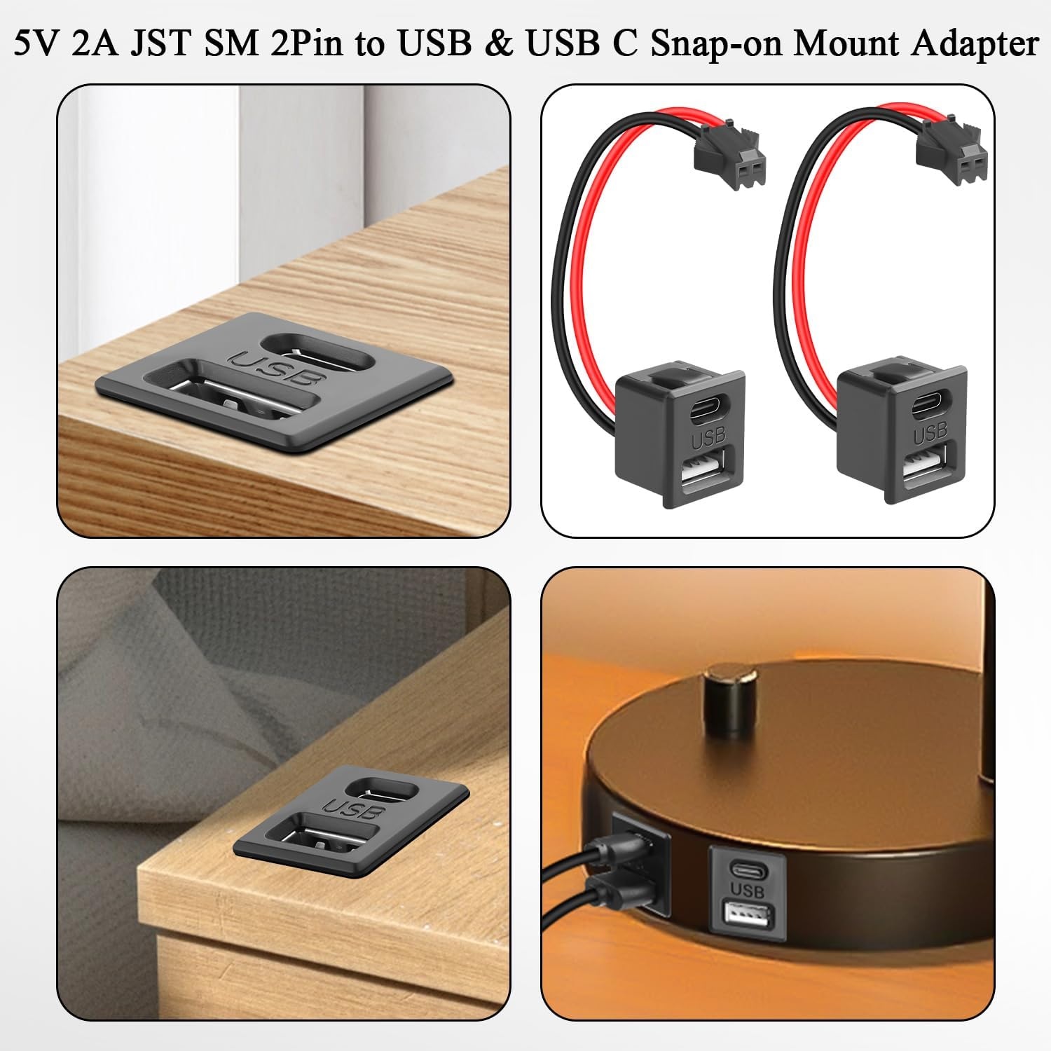 ماژول توکار دو پورت USB-A و USB-C سیم دار ایستاده ماژول توکار دو پورت USB-A و USB-C سیم دار ایستاده