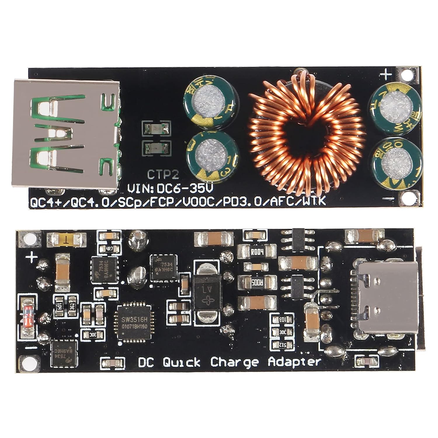 ماژول فست شارژ QC4.0 / QC3.0 با خروجی USB و Type-C ماژول فست شارژ QC4.0 / QC3.0 با خروجی USB و Type-C