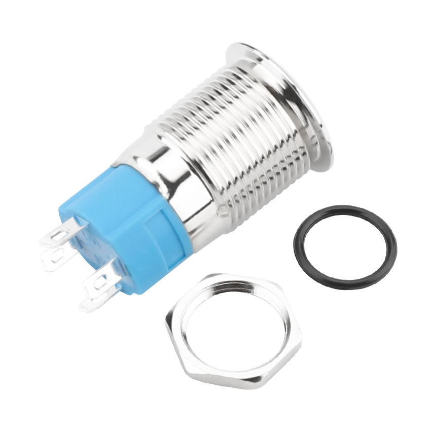 کلید فشاری فلزی آبی LED قطر 12V/24V - 12mm طرح پاور کلید فشاری فلزی آبی LED قطر 12V/24V - 12mm طرح پاور