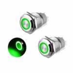 کلید فشاری فلزی سبز LED قطر 12V/24V - 12mm
