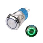 کلید فشاری فلزی سبز LED قطر 12V/24V - 16mm