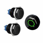 کلید فشاری فلزی سبز LED دار قطر 12V/24V - 16mm