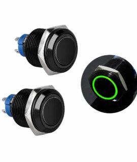 کلید فشاری فلزی سبز LED دار قطر 12V/24V - 16mm