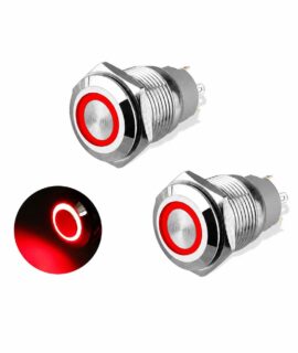 کلید فشاری فلزی قرمز LED قطر 12V/24V - 12mm