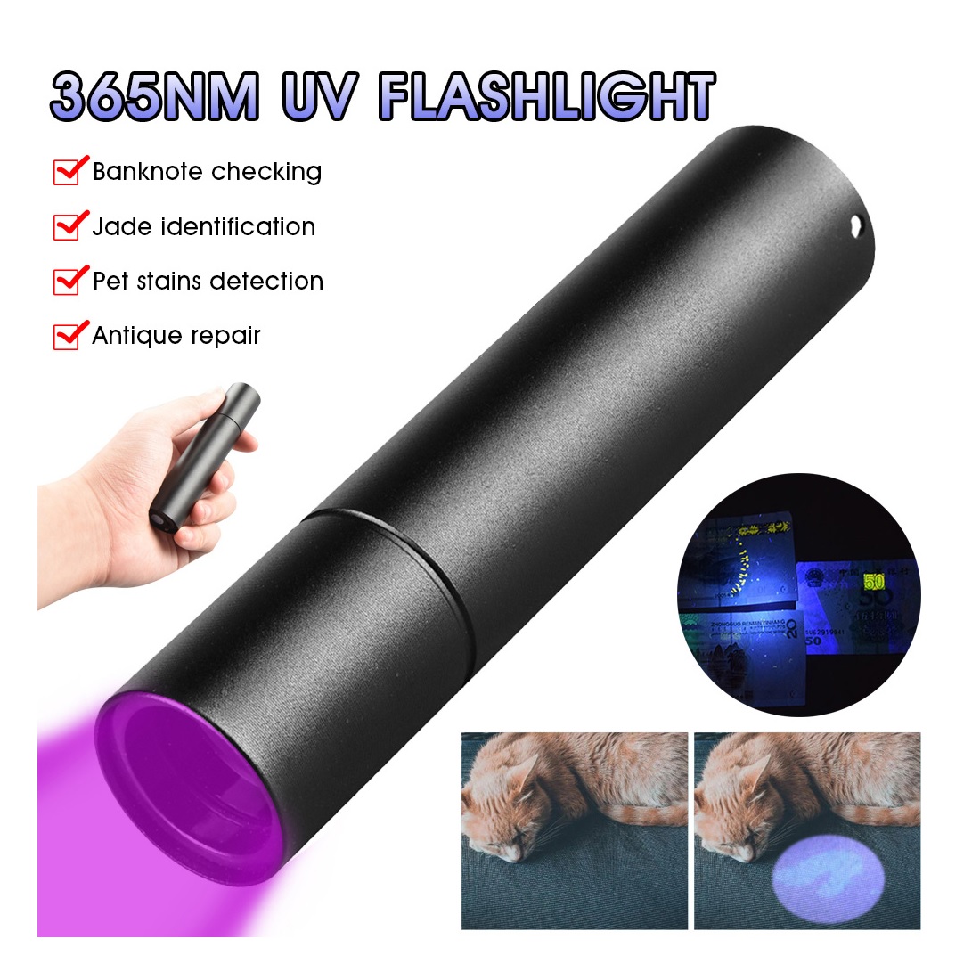 چراغ قوه یووی 365nm اسکای سون SK-P365 پاوربانک دار چراغ قوه یووی 365nm اسکای سون SK-P365 پاوربانک دار