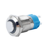 کلید فشاری فلزی آبی LED قطر 12V/24V - 12mm برجسته