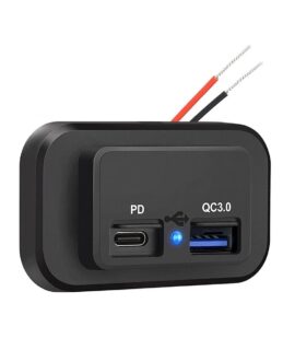 شارژر پنلی روکار 12/24 ولت دو پورت USB و Type-C ضدآب