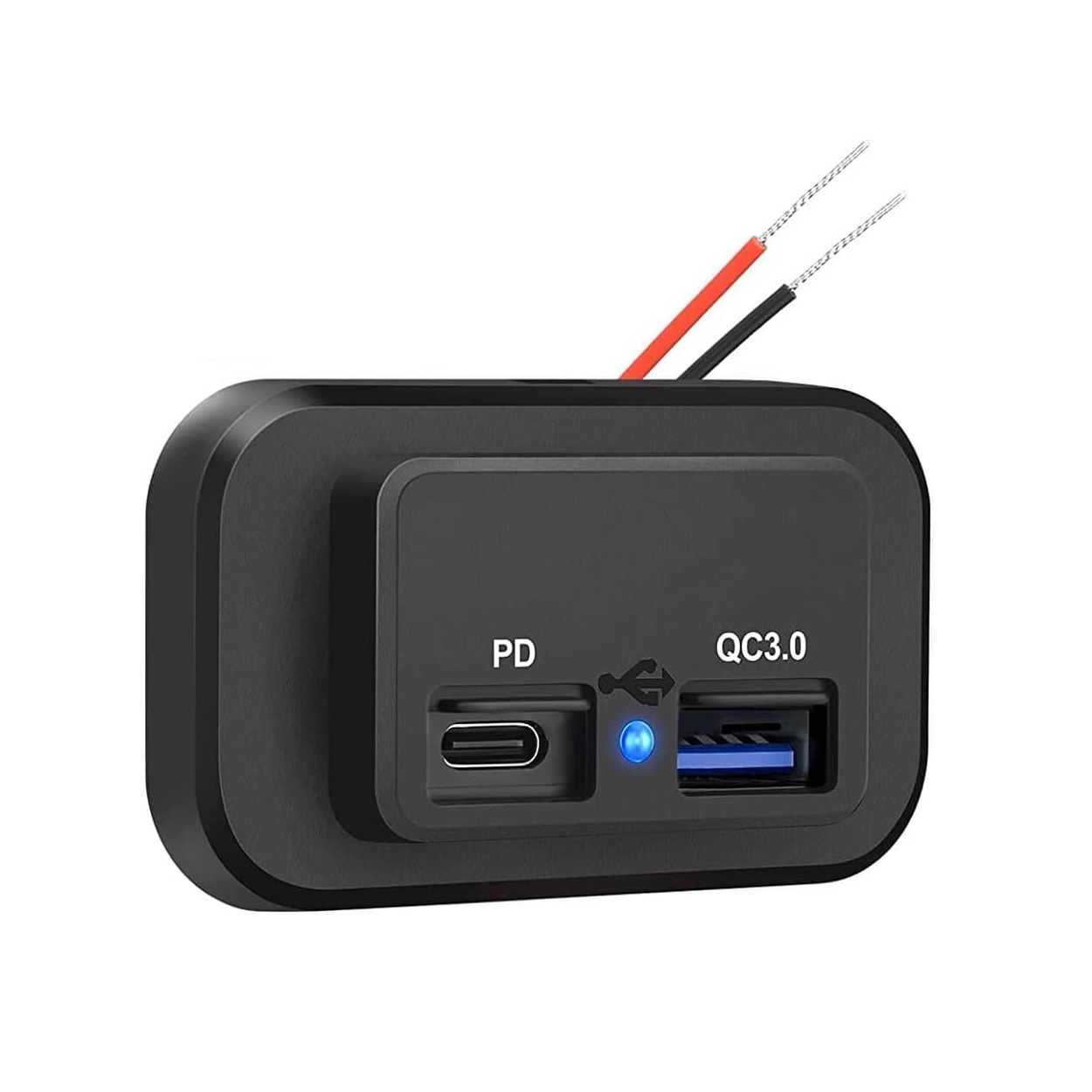 شارژر پنلی روکار 12/24 ولت دو پورت USB و Type-C ضدآب شارژر پنلی روکار 12/24 ولت دو پورت USB و Type-C ضدآب