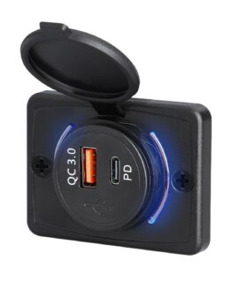 ماژول شارژر پنلی 12 و 24 ولت USB و تایپ سی درپوش‌دار