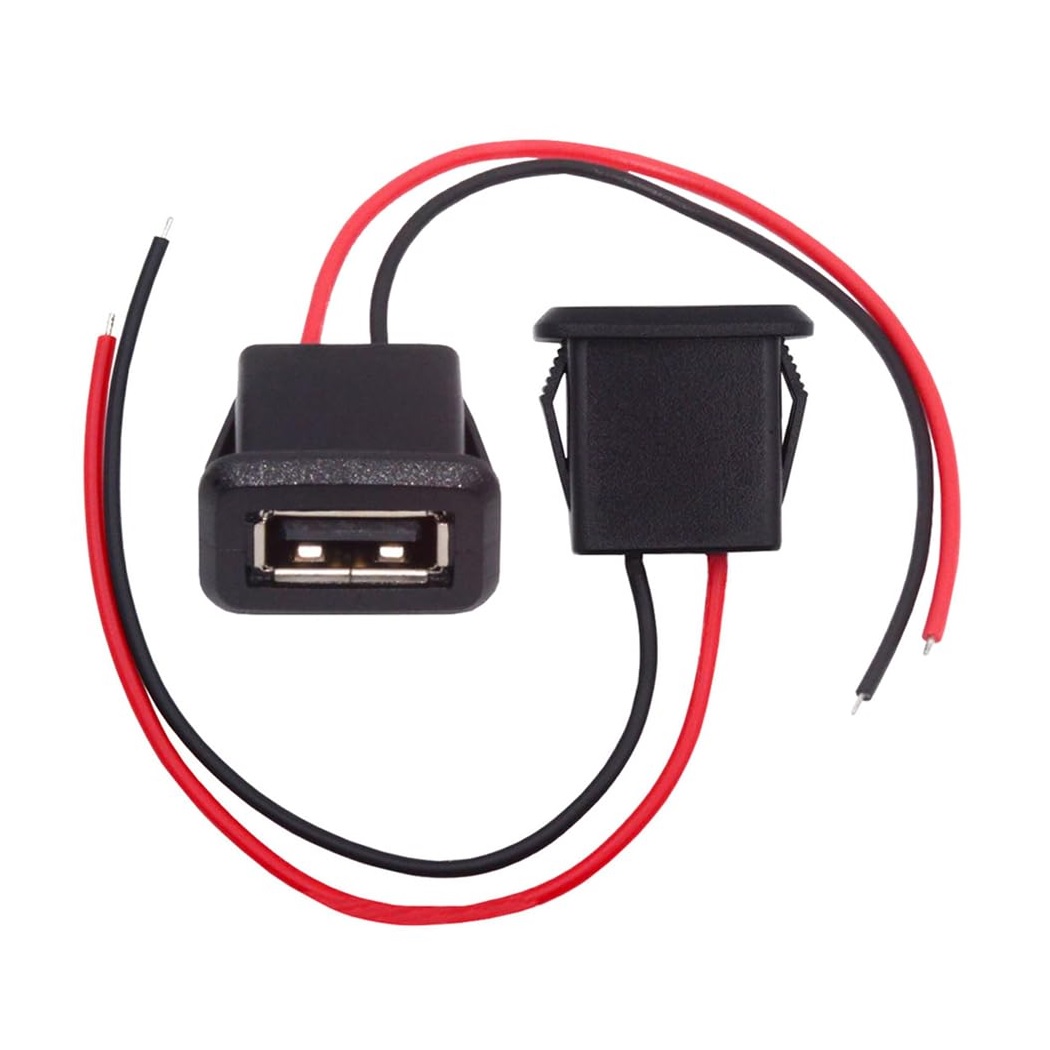 سوکت USB مادگی روکار 5 ولت سیم دار پرسی سوکت USB مادگی روکار 5 ولت سیم دار پرسی