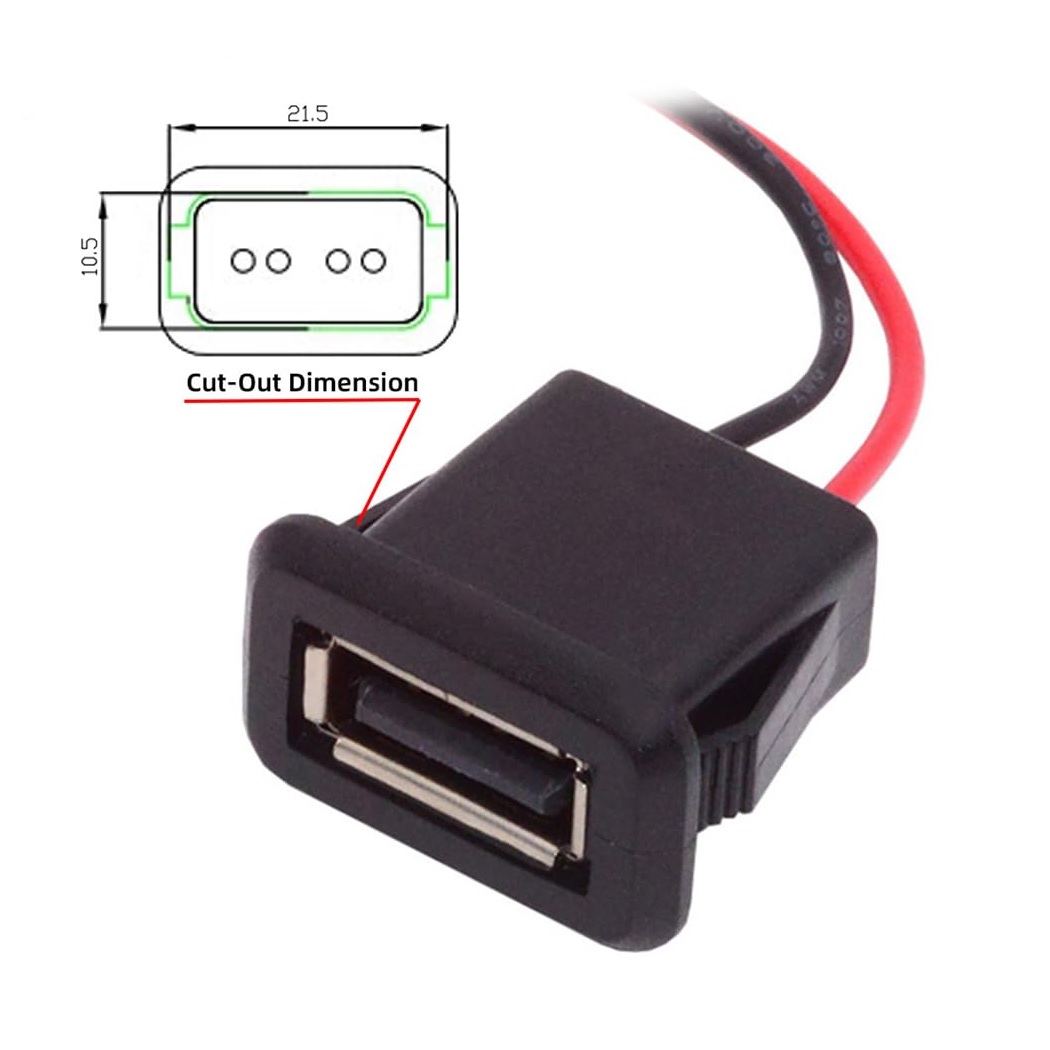 سوکت USB مادگی روکار 5 ولت سیم دار پرسی سوکت USB مادگی روکار 5 ولت سیم دار پرسی